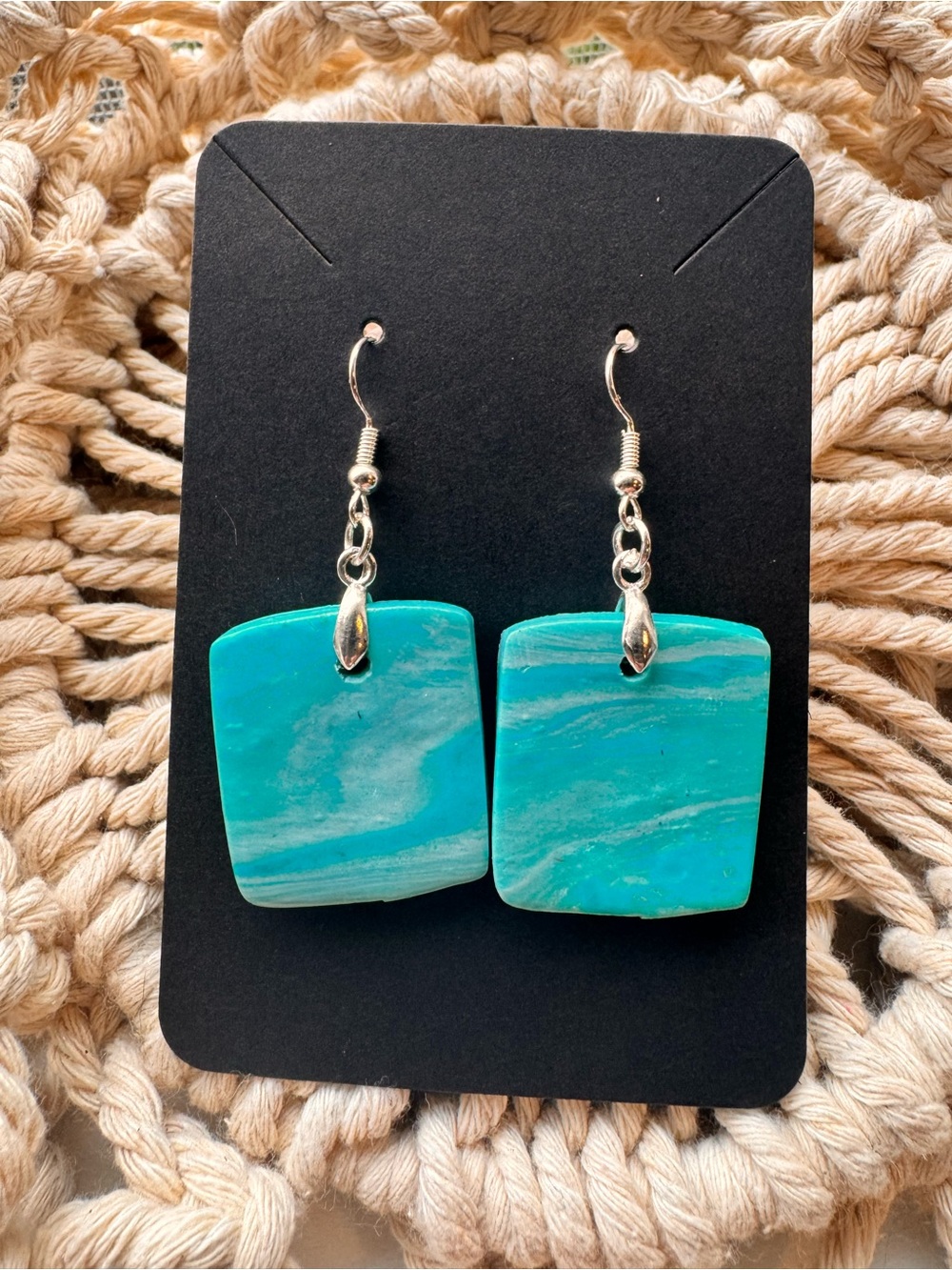 Turquoise Square Dangle Earrings - Women Jewelry